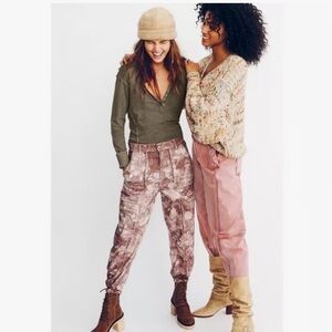 Free People | We The Free Lavender Tie Dye Cargo Utility Straight Leg Jeans (27)
